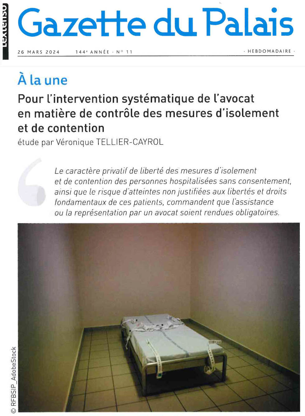 Gazette du Palais n°11 du 26 mars 2024