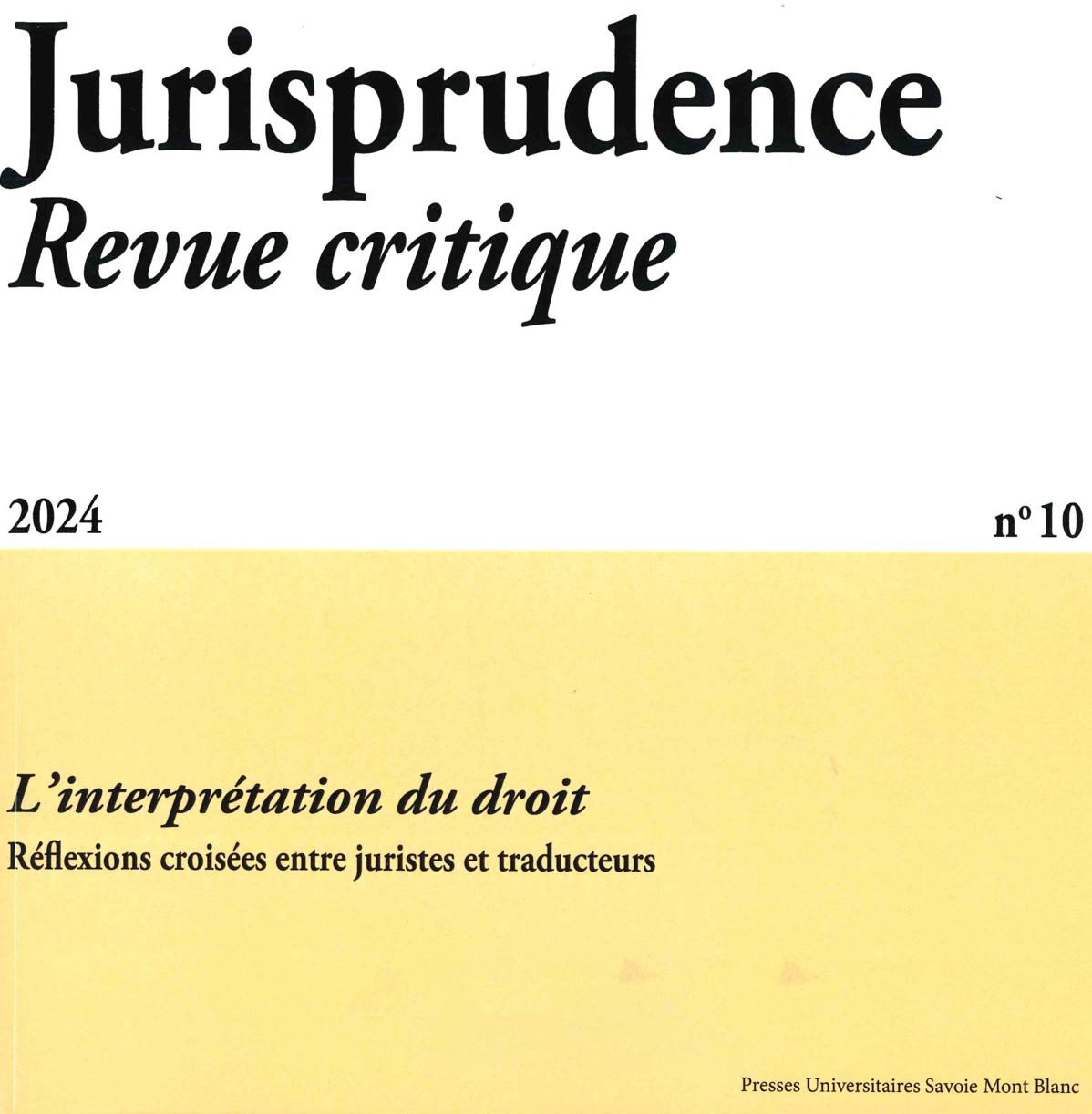 Jurisprudence – Revue critique n°10 – 2024 
