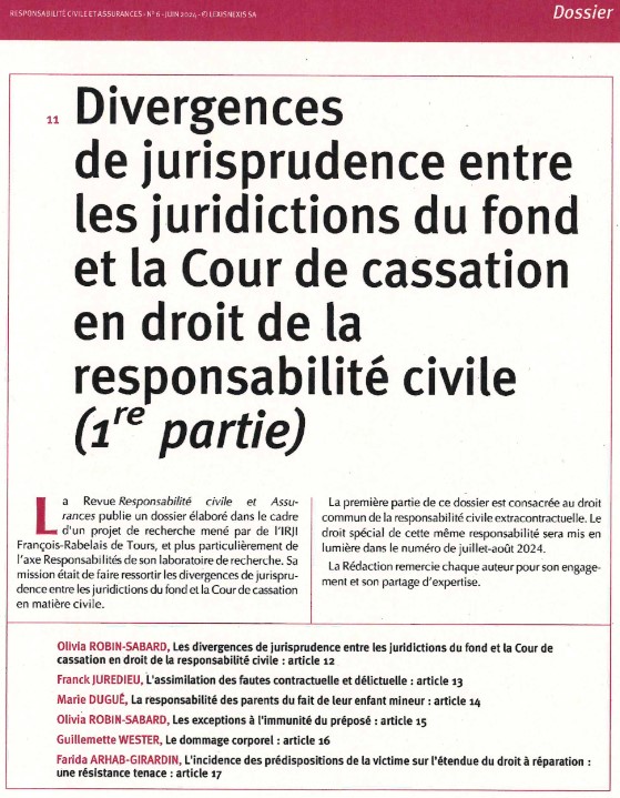 Responsabilité civile et assurances n°6 juin 2024