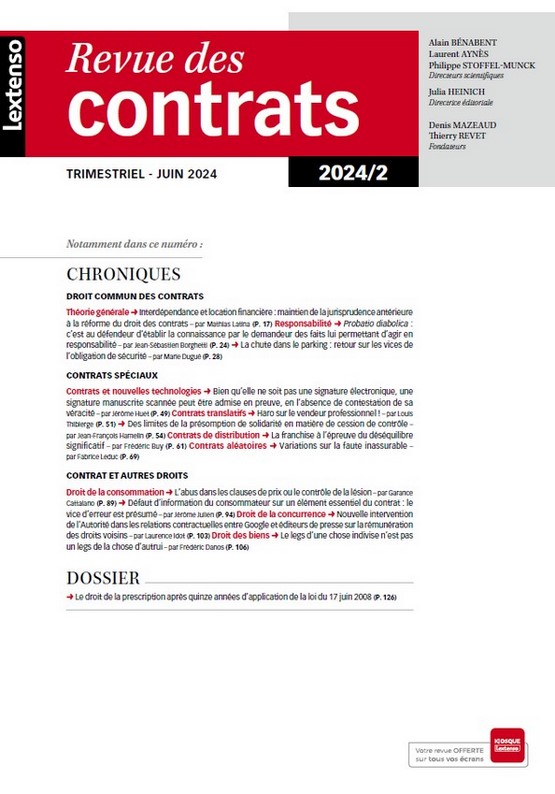 Revue des contrats n°2 juin 2024