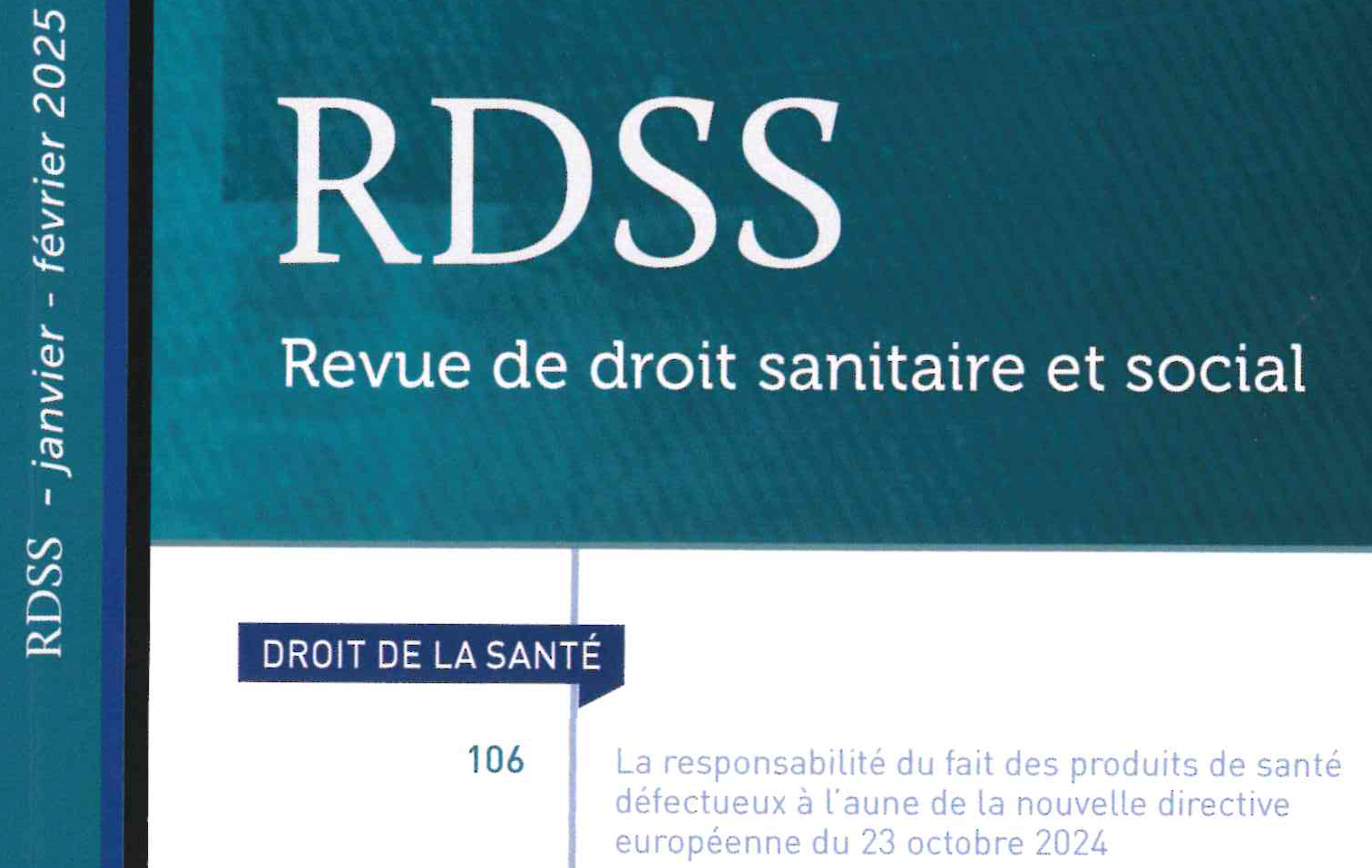 Revue de droit sanitaire et social n°1 – janvier-février 2025