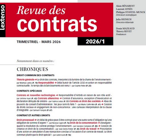 Revue des contrats n°1 mars 2026