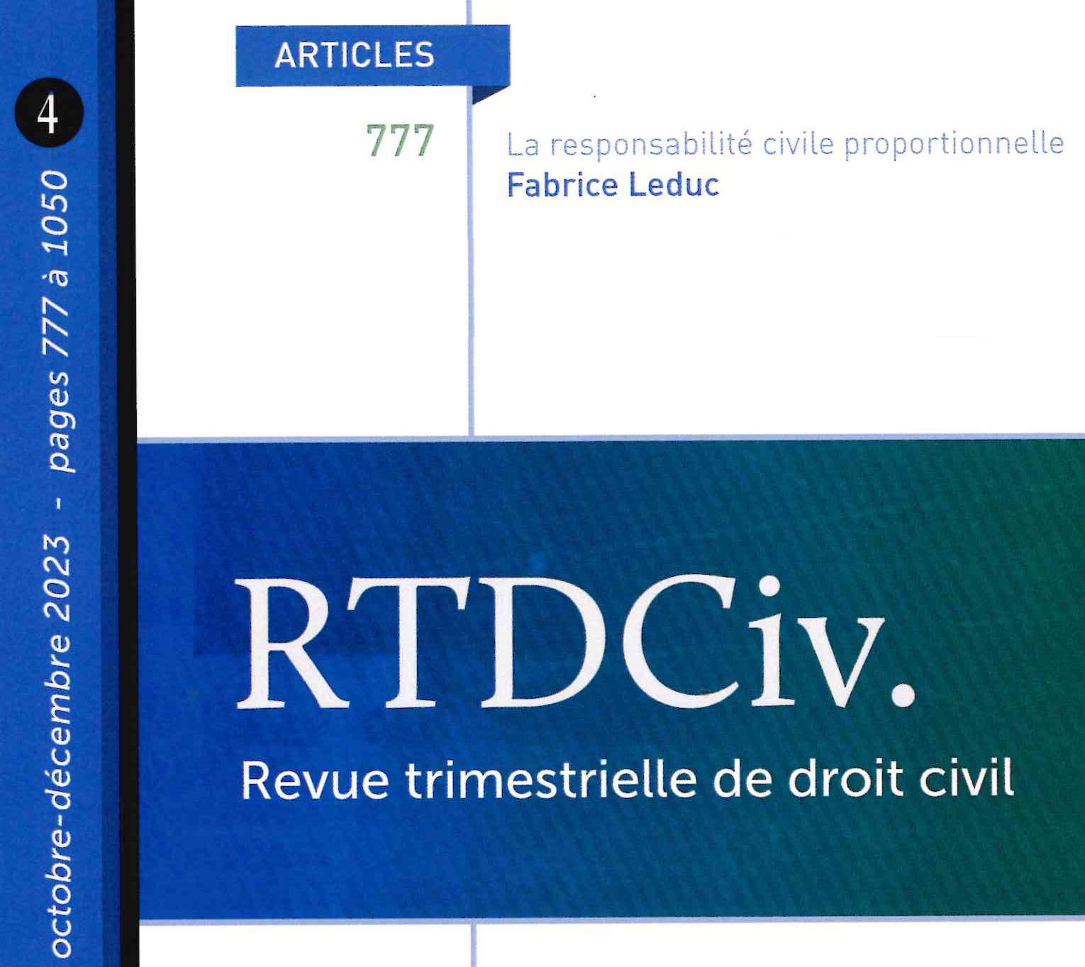 RTDCiv. n°4 octobre-décembre 2023